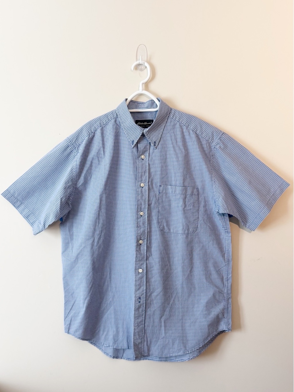Eddie Bauer Men’s Blue White Short Sleeve Shirt Medium
